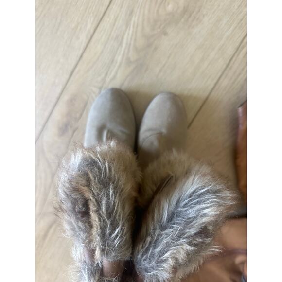 Aldo Tan and Brown Ankle Boots with Fur Trim - Picture 3 of 3